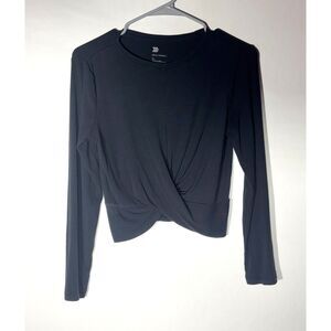 All In Motion Women’s XS Long Sleeve Twist Front Top Gray Ribbed Modal Stretch